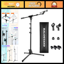 Foldable Heavy Duty Microphone Stand with Tripod Boom Arm, 2 Clips Carry Bag