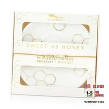 14k Gold Bead Bracelet and Jewelry Dish Set - Cute Inspirational Sweet