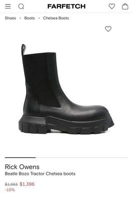 Rick Owens Men's Beatle Bozo Tractor Boots Black | eBay