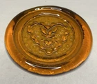 1960s Vintage BLENKO Glass Sun catcher  - Amber Glass - Heart with Bird