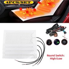 4pcs Universal Car Heated Seat Carbon Fiber Heater Kit Pads W Hilo Switch 12v 4pcs Universal Car Heated Seat Carbon Fiber Heater Kit Pads W Hilo Switch 12v