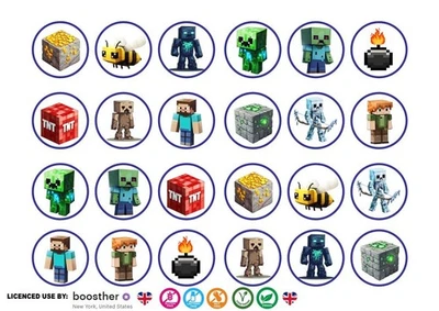 EDIBLE MINECRAFT STYLE PRE-CUT WAFER-CARD OR NON PRE-CUT PREMIUM ICING SHEET
