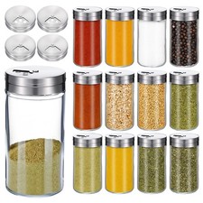 12-Pack 4 oz Salt and Pepper Shakers with Adjustable Pour Holes Glass Sp