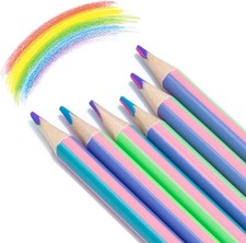 Stocking Stuffers for Kids, 4 Color in 1 pastel Rainbow Colored Pencils, 6 PCS D