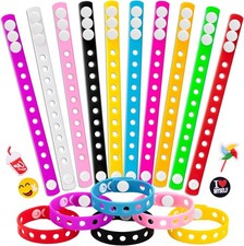 20 Pcs Silicone Charm Bracelets, 8 Inch Bracelets Bulk Band for Kids, Silicone