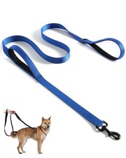 5Ft Heavy Duty Reflective Dog Leash with 2 Padded Handles for Medium Large Dogs