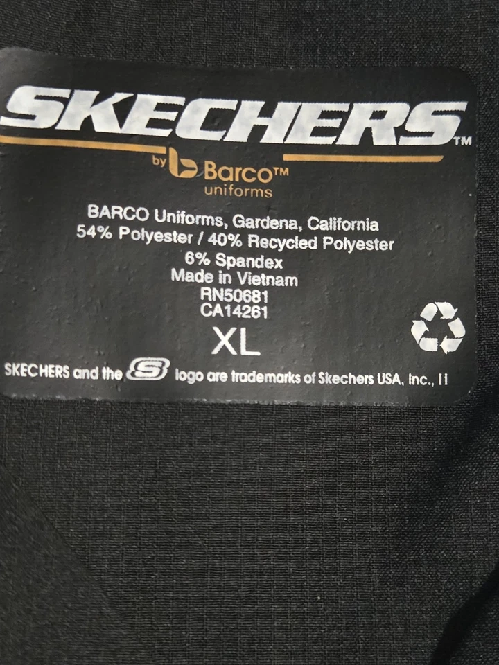 Skechers UNISEX Scrub Top size XL-BLACK V-Neck -Chest 26"/L 30" - Image 3 of 4