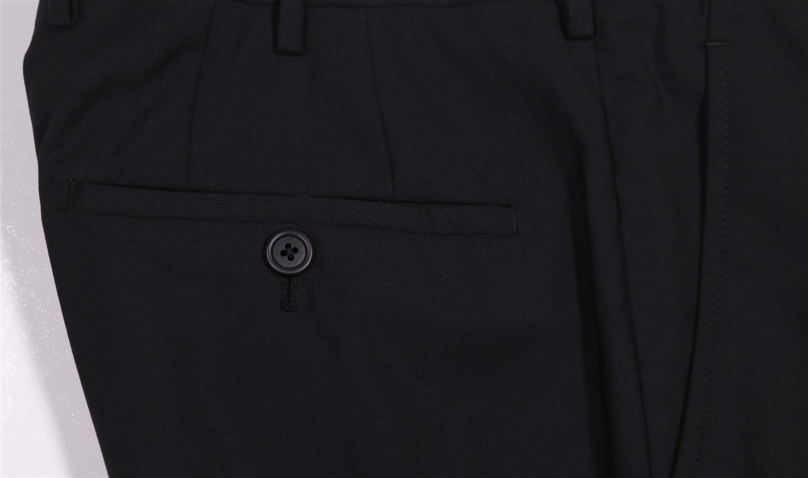 Prada Mens Solid Black Flat Front Wool Dress Pant… - image 3