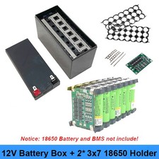 12V 3S 7P 40A BMS Li-ion Battery Pack Case Holder for 18650 Power Wall Black DIY
