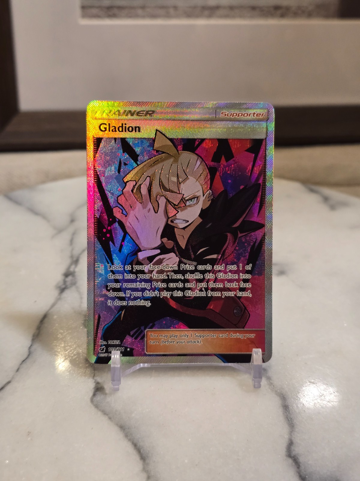 Pokemon TCG Gladion (Full Art) 109/111 Sm-Crimson Invasion Holo LP