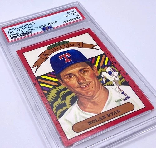 Nolan Ryan 1990 Donruss Texas Rangers King of Kings-Cor. Back PSA 8 NM-MT #665