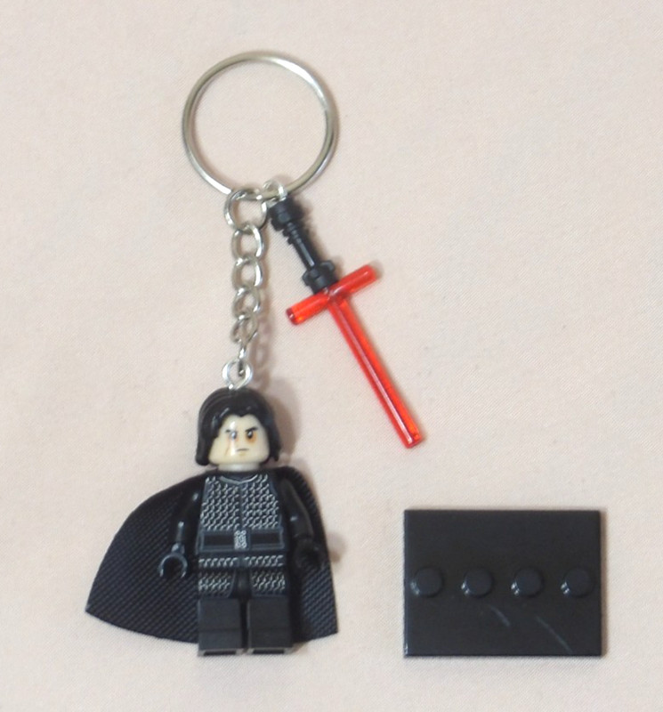 Minifigure Keychain Custom Star Wars Kylo Ren Unmasked Lightsaber Charm +Stand 