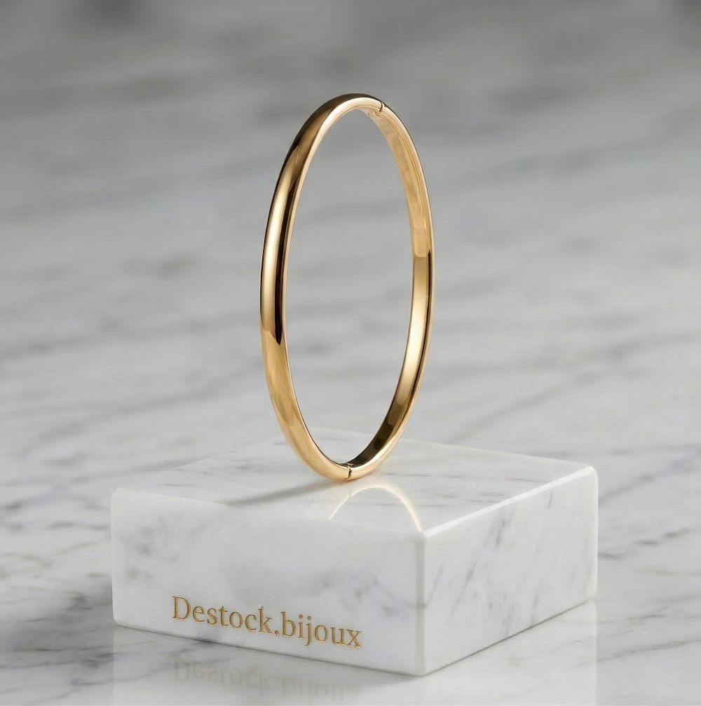 Bracelet jonc rigide résistant en plaqué or 4 mm pour un style quotidien minimaliste