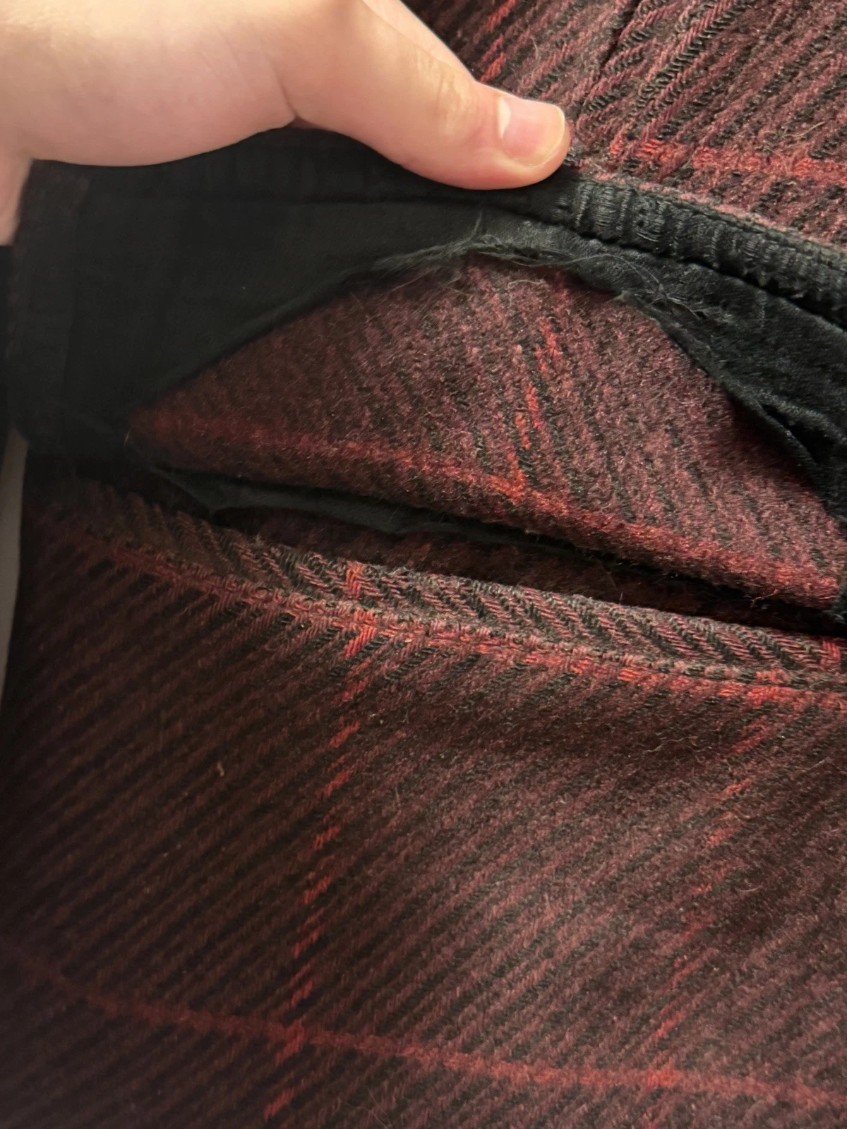 Very rare 1930s red Shadow plaid wool peacoat size L image 6