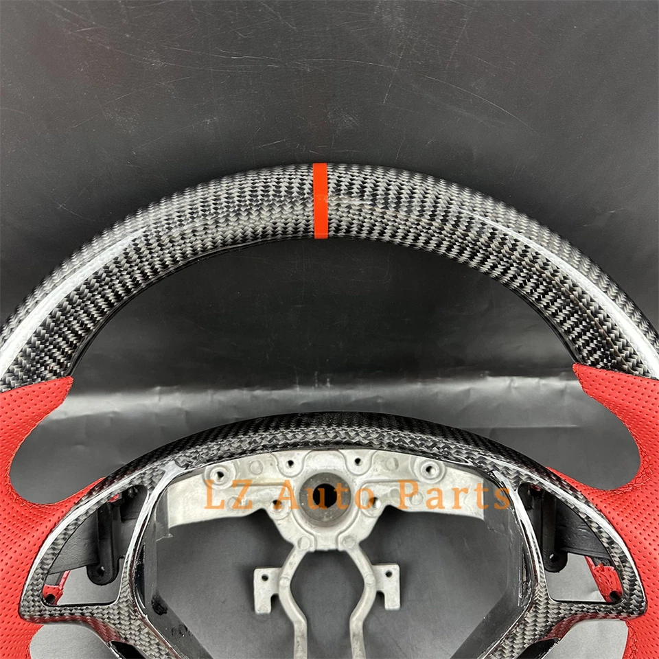 Volante tira roja de cuero de fibra de carbono para Infiniti G25 G37 2008-2013 Foto 4 de 4