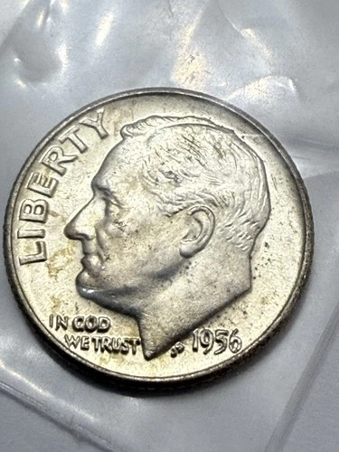 1956 D Roosevelt Dime 90% Silver US Coin UNCIRCULATED #33