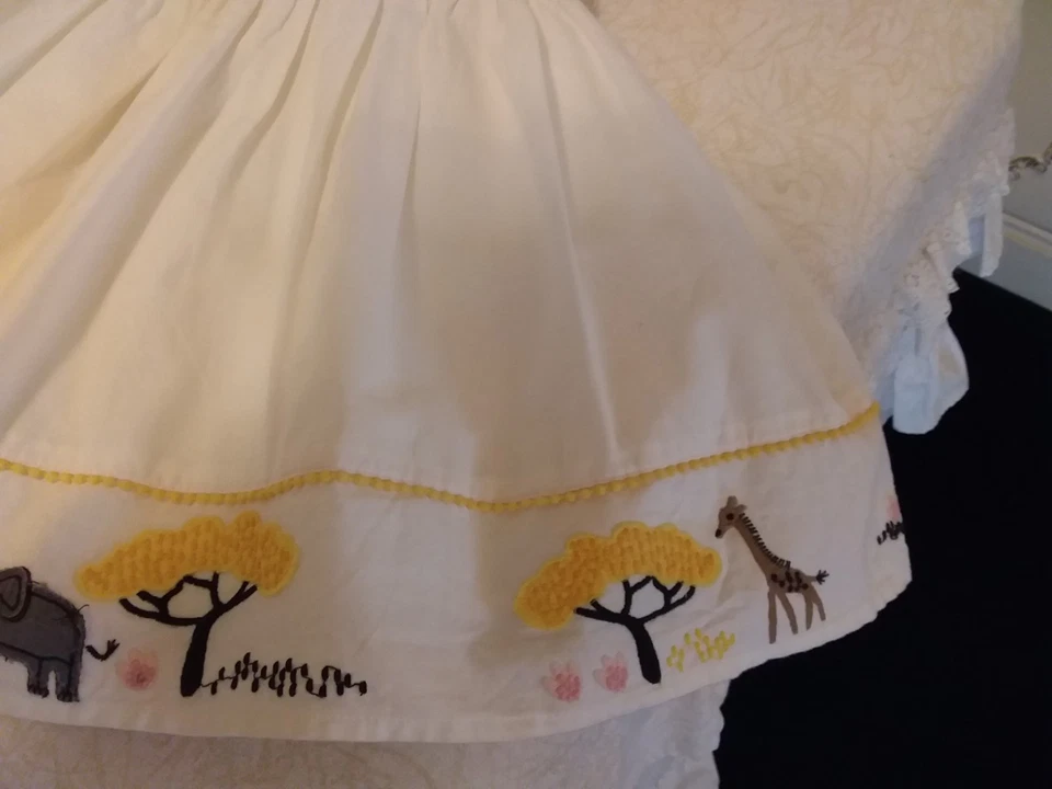 Girl's Cream Dress with animal motifs (aged 12-18 months) from M&S - Image 2 of 4