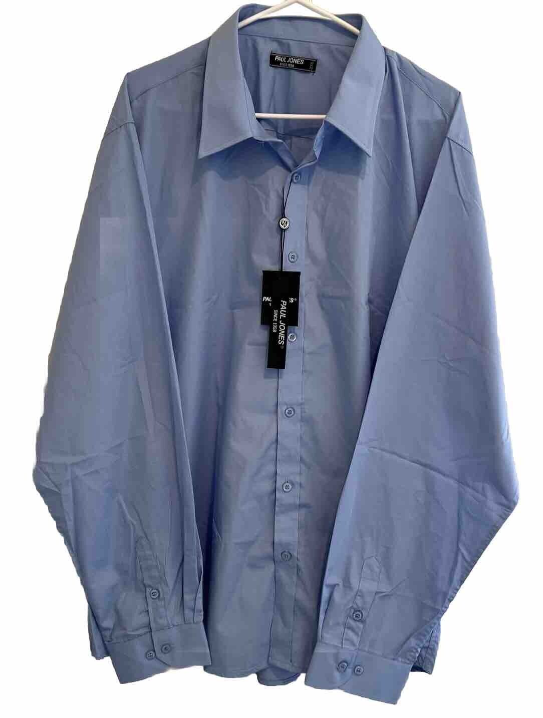 Paul Jones Men's Long Sleeves Button Down Dress Shirt 3X Blue New W Tags