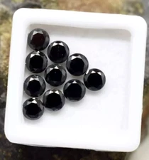 Natural Black Diamond 10 pieces 6x4 mm Round Shape Loose Certified Gemstone