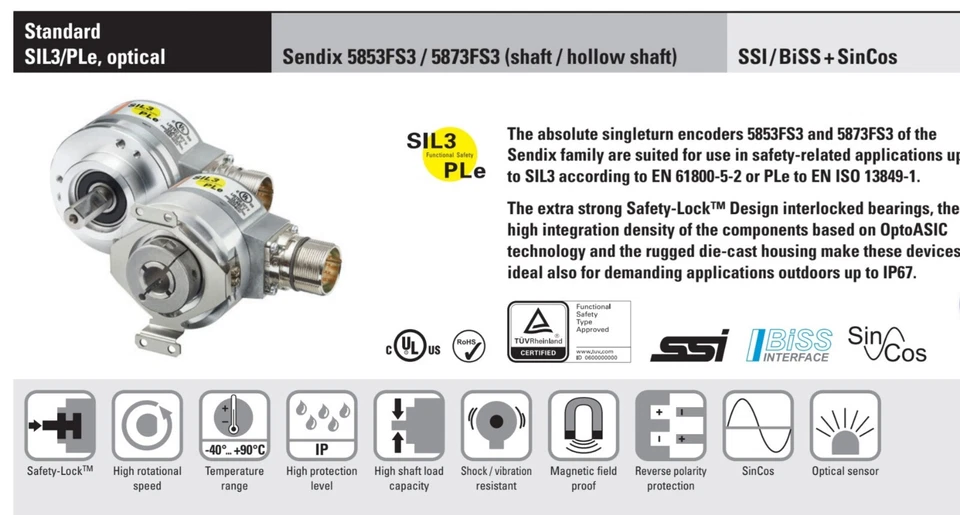 NEW KUEBLER SIL3 Optical Hollow Shaft Absolute Encoder 8.5873FS3 SSI/BiSS+SinCos - Image 2 of 4