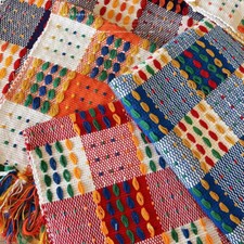 Colorful Checked Cotton Blend Tablecloth Table Scarf with Tassel Multi-purpose