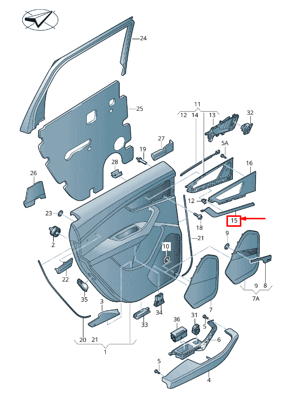 Moulure de garniture de porte arrière droite pour Audi Q7 4M 4M0867420JVG7