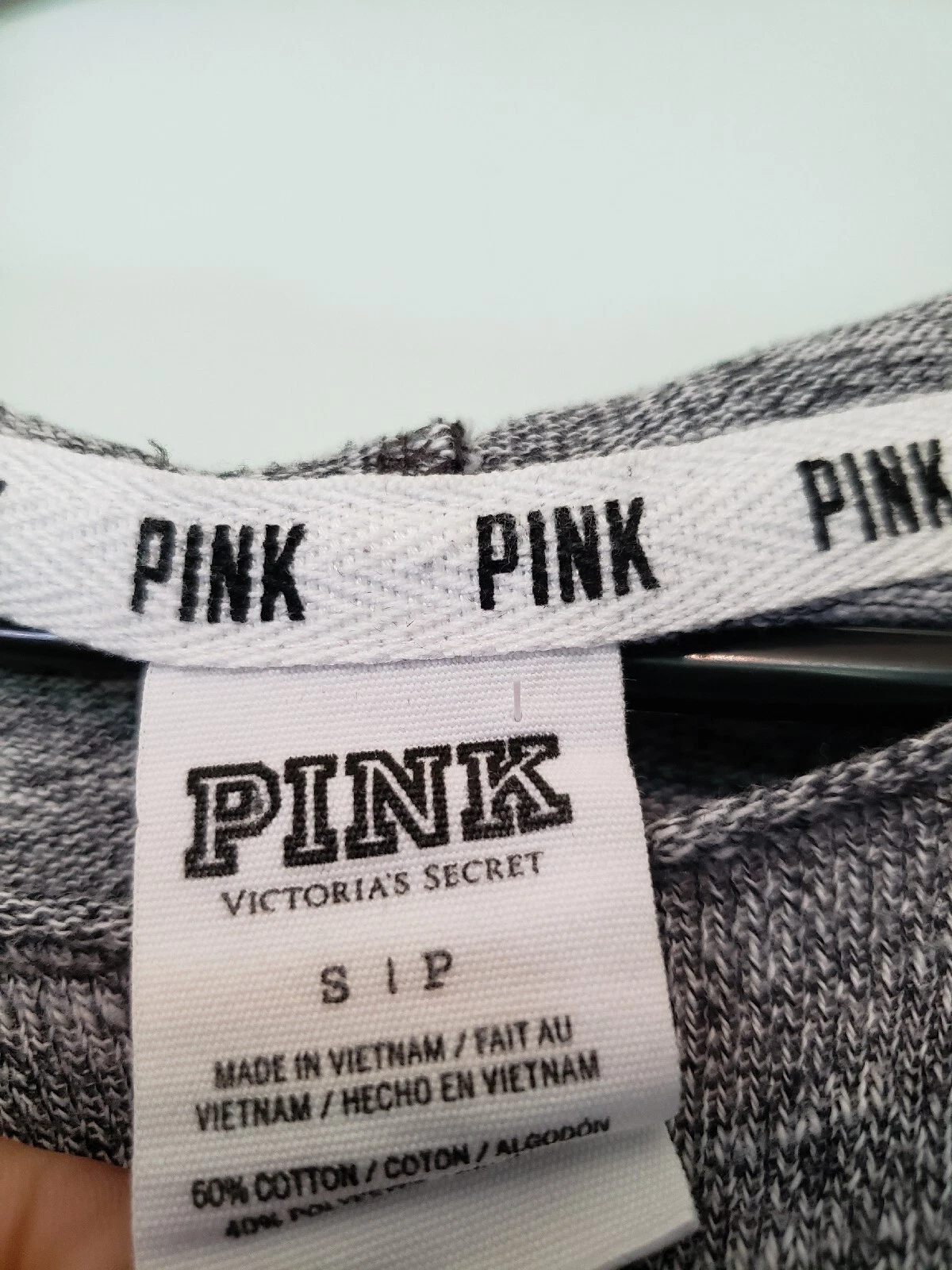 UNDERCOVER ROSA Victoria's Secret donna S felpa con cappuccio pullover grigio erica maglione schiena aperta