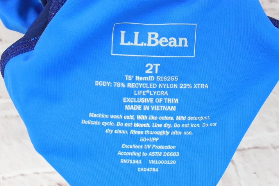 NUEVO CON ETIQUETAS LL Bean Niños Pequeños Sol y Surf Natación Mezcla de Nylon Pez Azul Protector contra Erupciones Talla 2T Foto 4 de 4