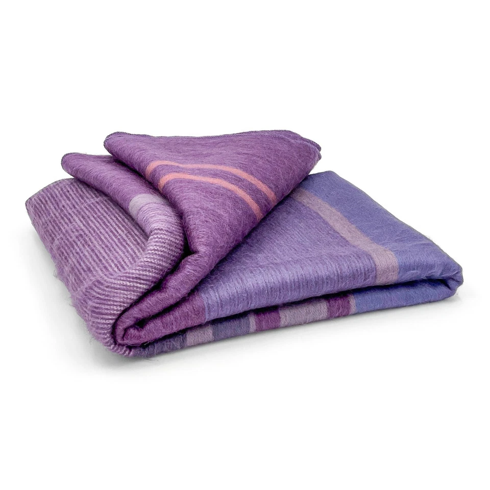 SOFT & WARM STRIPED ALPACA LLAMA WOOL BLANKET THROW QUEEN 97"x68" - Image 3 of 4