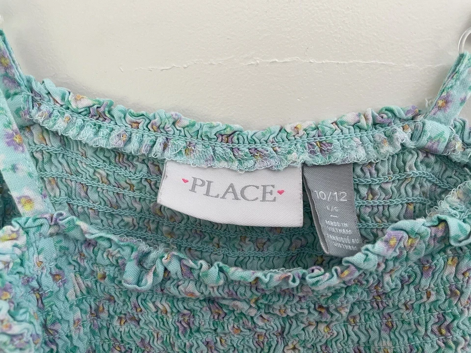 TCP Niños Niñas Floral Calado Fuera del Hombro Correa Ajustable Rayón Vestido Azul L Foto 2 de 4