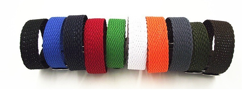 Bracelet Montre Perlon - Noir, Bleu, Rouge, Gris, Orange - Tailles 18mm 20mm 22mm 24mm