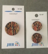 JHB INTERNATIONAL GEOMETRIC COCONUT SHELL BUTTONS 7/8" OR 1-1/4 MADE IN  ITALY
