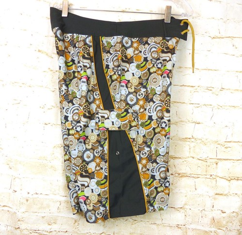 Original Penguin Swim Board Shorts Mens 30 Retro Slogans Button Pins Print Pool - Picture 17 of 17