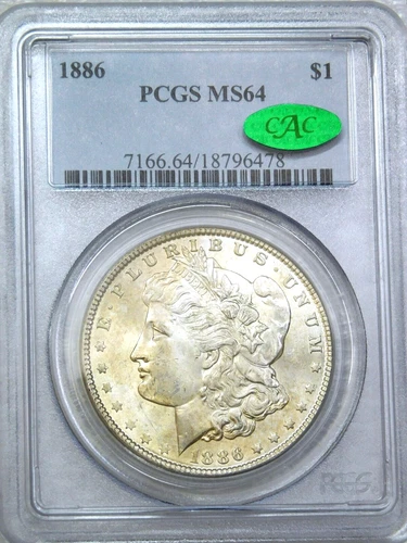 1886 P Morgan Silver Dollar PCGS MS64 CAC Bright with Nice Luster PQ #C943A