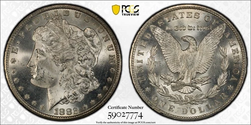 1882-CC MORGAN DOLLAR $1 SILVER PCGS MS65 GEM UNCIRCULATED BU NICE DETAILS D284