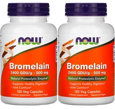 Now Foods Bromelain 2400Gdu/500mg, 120 Vcaps (Pack of 2)
