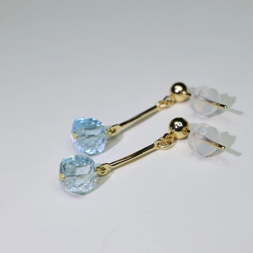 boucles d'oreilles argent en pierre précieuse fine topaze bleue véritable 2005 - Photo 3/4