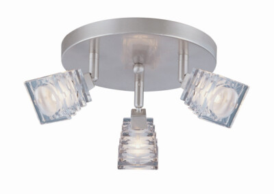 Lite Source LS-17643PS/CLR 3 Light Flush Mount Polished Steel Clear Glass Shade 