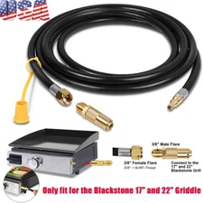 12FT RV Quick-Connect Propane Hose,Adapter Fitting for Blackstone 17"/22"