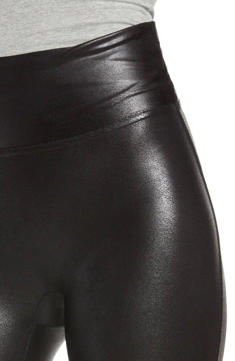 SPANX Faux Leather Leggings Women's Sz XS / TP Black 2437 (New