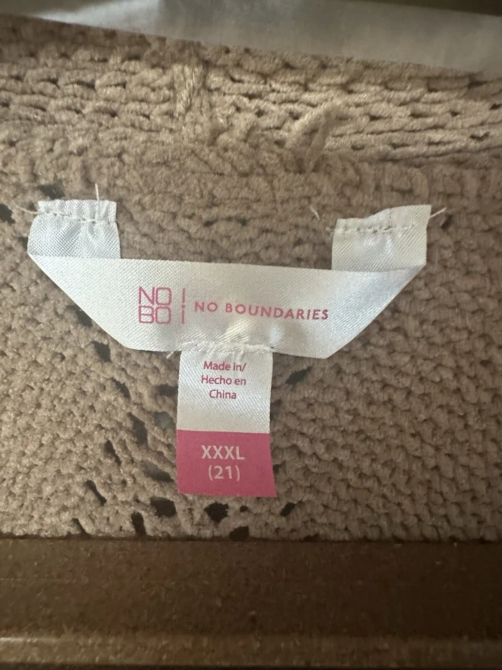 Exhilaration Women’s Cozy Tan Cable Knit Cardigan, Boho Pockets Lagenlook, XXXL - Image 3 of 4