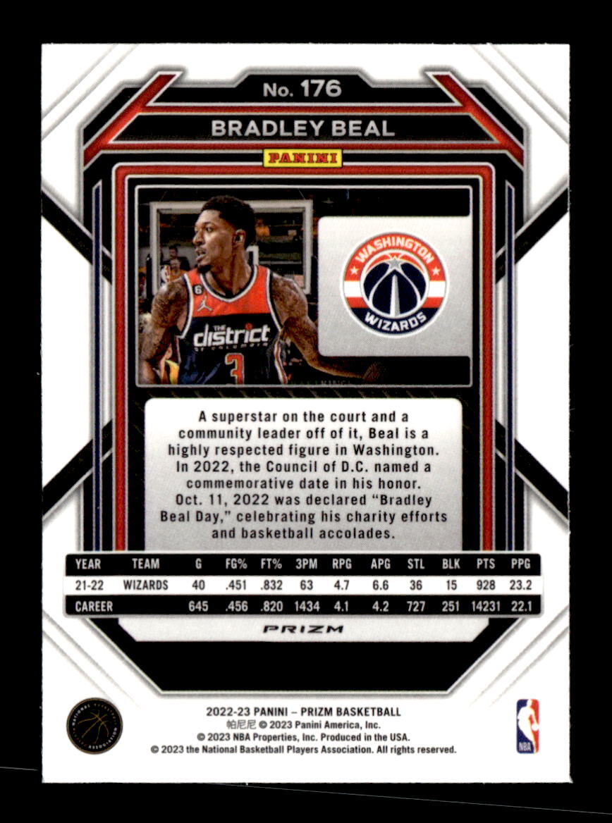 PSA10 Prizm RC Bradley Beal ウィザーズ NBA 2022 Panini Prizm Silver #176 Bradley Beal Washington Wizards NBA