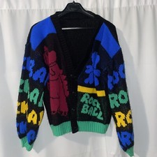 Vintage Dinosaur Football Cardigan Sweater Acrylic Youth Kids Size