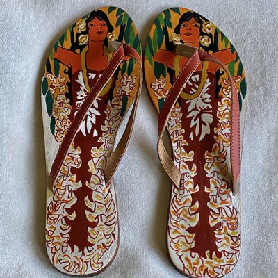 hawaiian leather flip flops