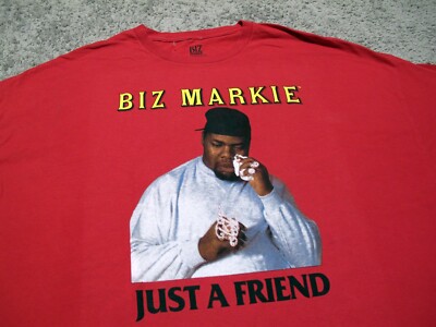 Biz Markie JUST A FRIEND album cover men's red t-shirt XXXL hip hop cold chillin