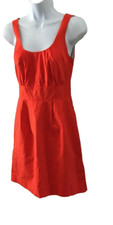 Y2K J. Crew A-Line Elinor Tank Dress Women's Size 0 Pockets Orange Boho