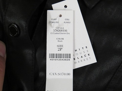 White House Black Market Dress Womens 2 Petite Black Coated Denim Shirt Dress - Picture 8 of 14