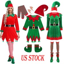 Women Christmas Elf Costume Santa's Claus Xmas Festive Cosplay Outfit Party