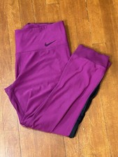 Nike Dri-Fit Womens Small Purple Cropped Capri Yoga Pants Mesh Sides Athleisure