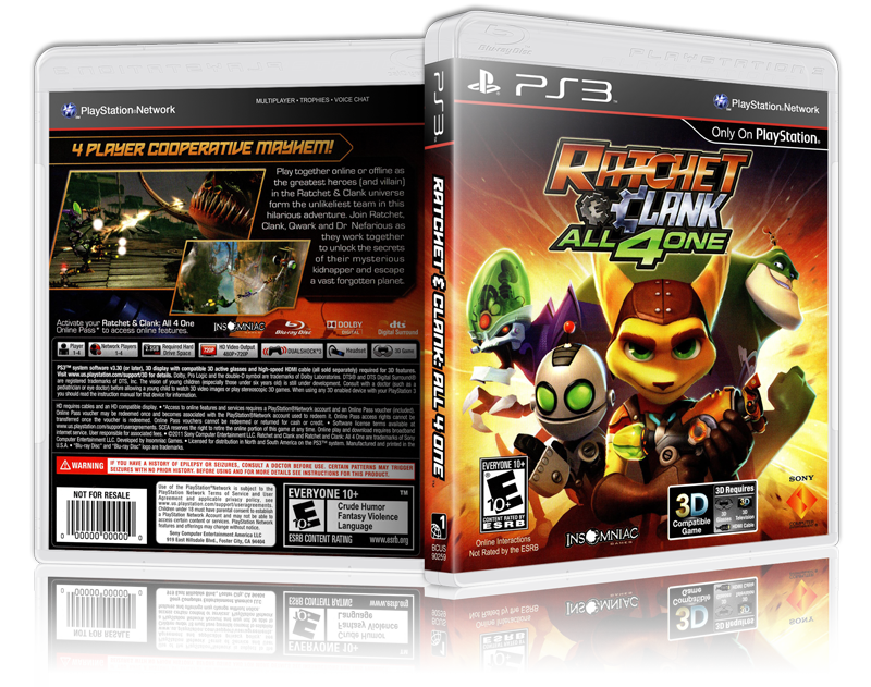 Ratchet and Clank: All 4 One - Replacement PS3 Cover and Case. NO GAME!!